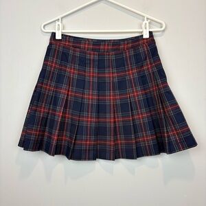 Forever 21 Navy and Red Plaid Skater Skirt